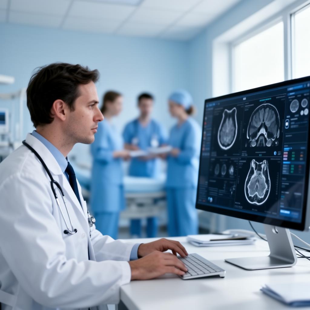Profesional médico analizando datos clínicos
